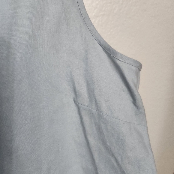 Corey B 100% linen sleeveless blouse women's size large light blue - Picture 3 of 8